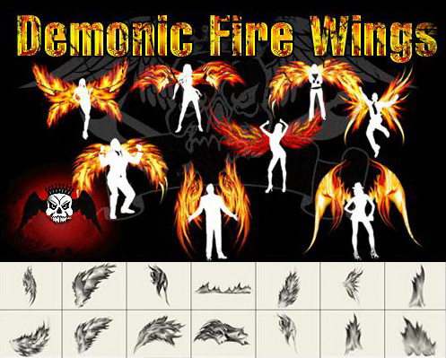 Demonic Fire Wings Photoshop Brushes