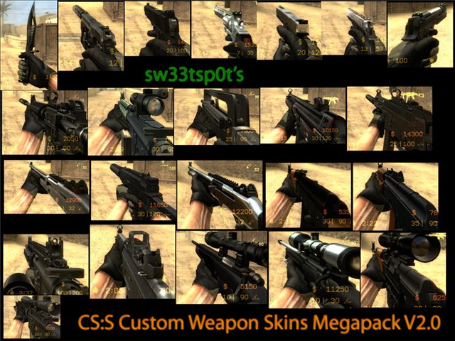 Красивые модели Weapon Skins Megapack v2.0 для CSS